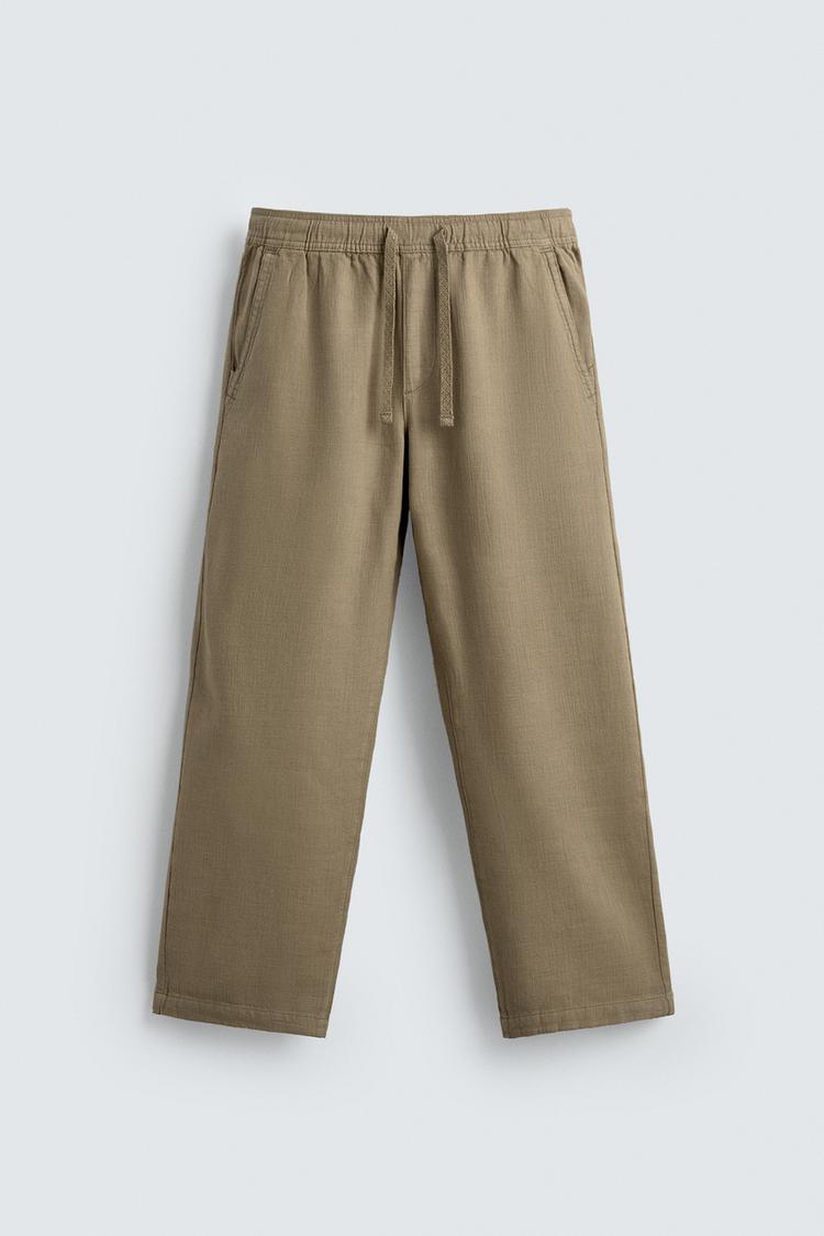 ZARA TEXTURED RELAXED FIT TROUSERS