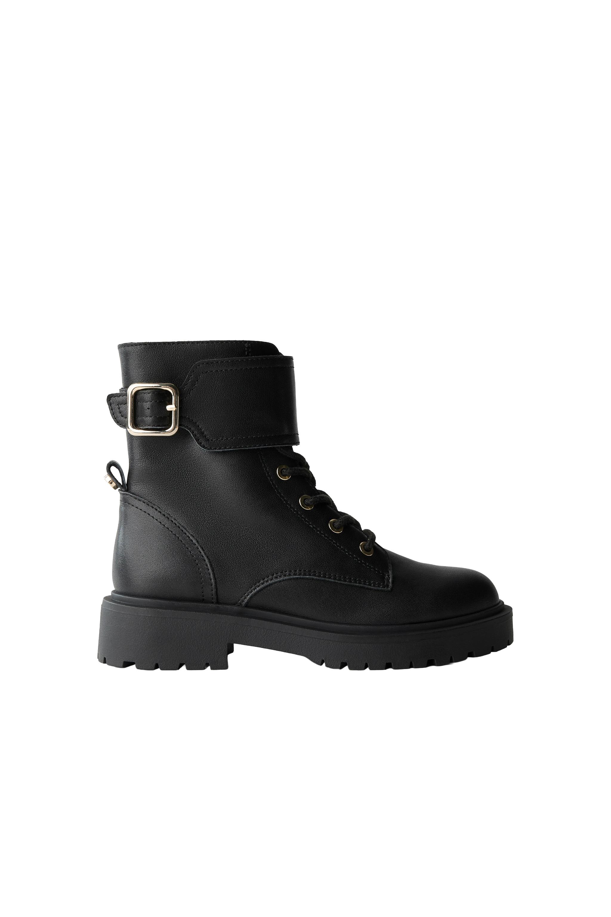 BUCKLE LEATHER ANKLE BOOTS - Black | ZARA South Africa