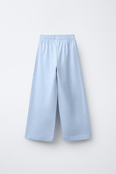HEAVY WEIGHT WIDE-LEG TROUSERS - Light blue by Zara - Image 1