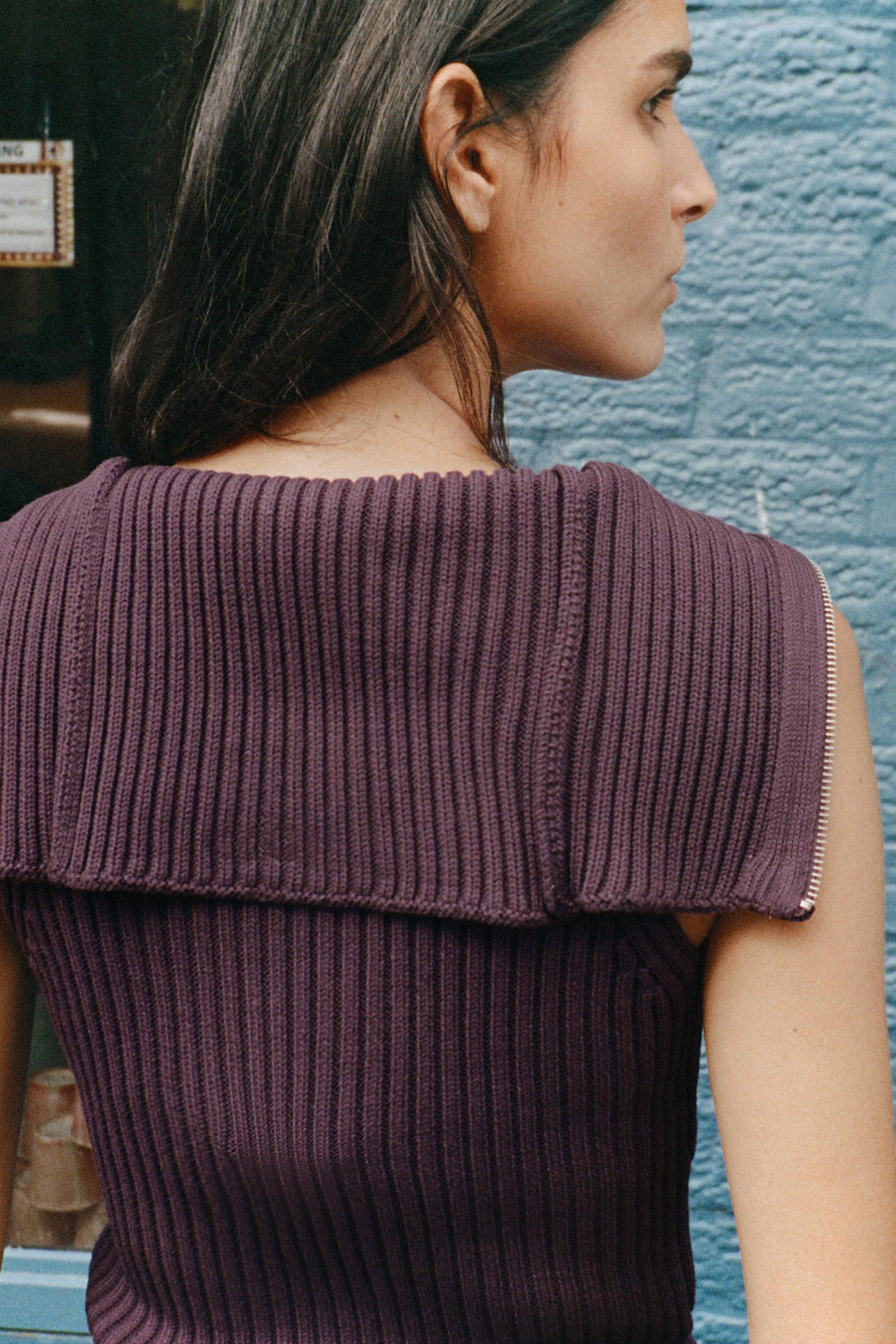 TOP GILET EN MAILLE CANNELÉE