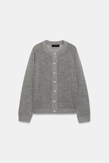 CHAQUETA PUNTO CON LANA - Gris de Zara - Imagen 0
