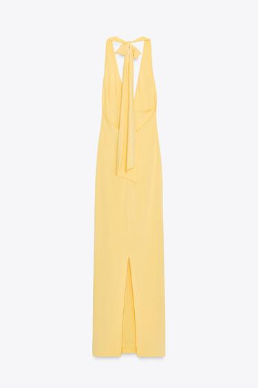 ROBE LONGUE HALTER DOS NU - Jaune clair de Zara - Image 5