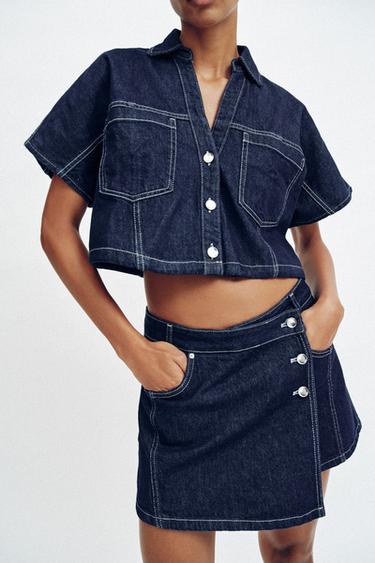CAMISA Z1975 CORTA DENIM - Azul de Zara