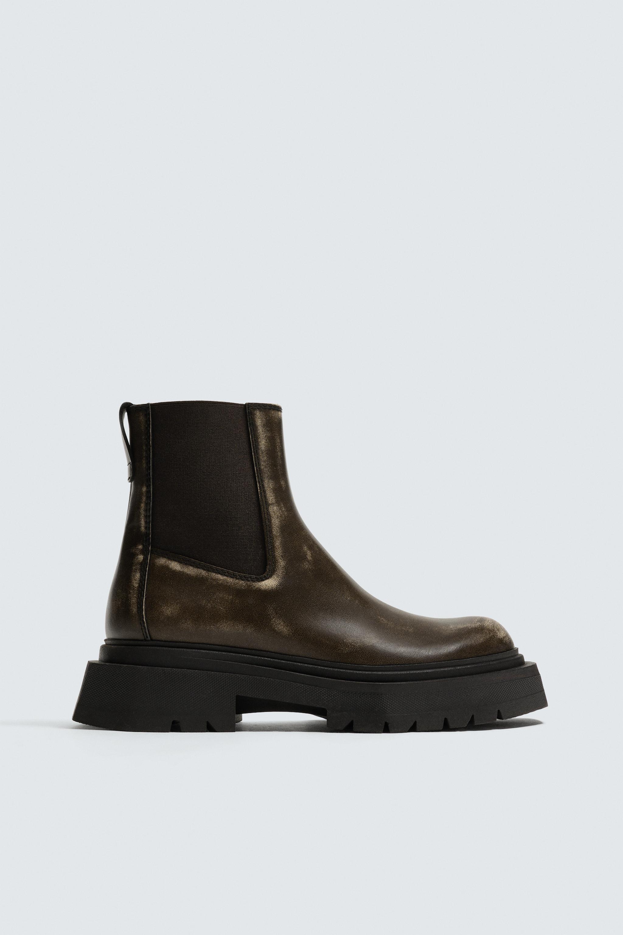 WORN-EFFECT CHELSEA BOOTS WITH CHUNKY SOLE - Brown | ZARA United