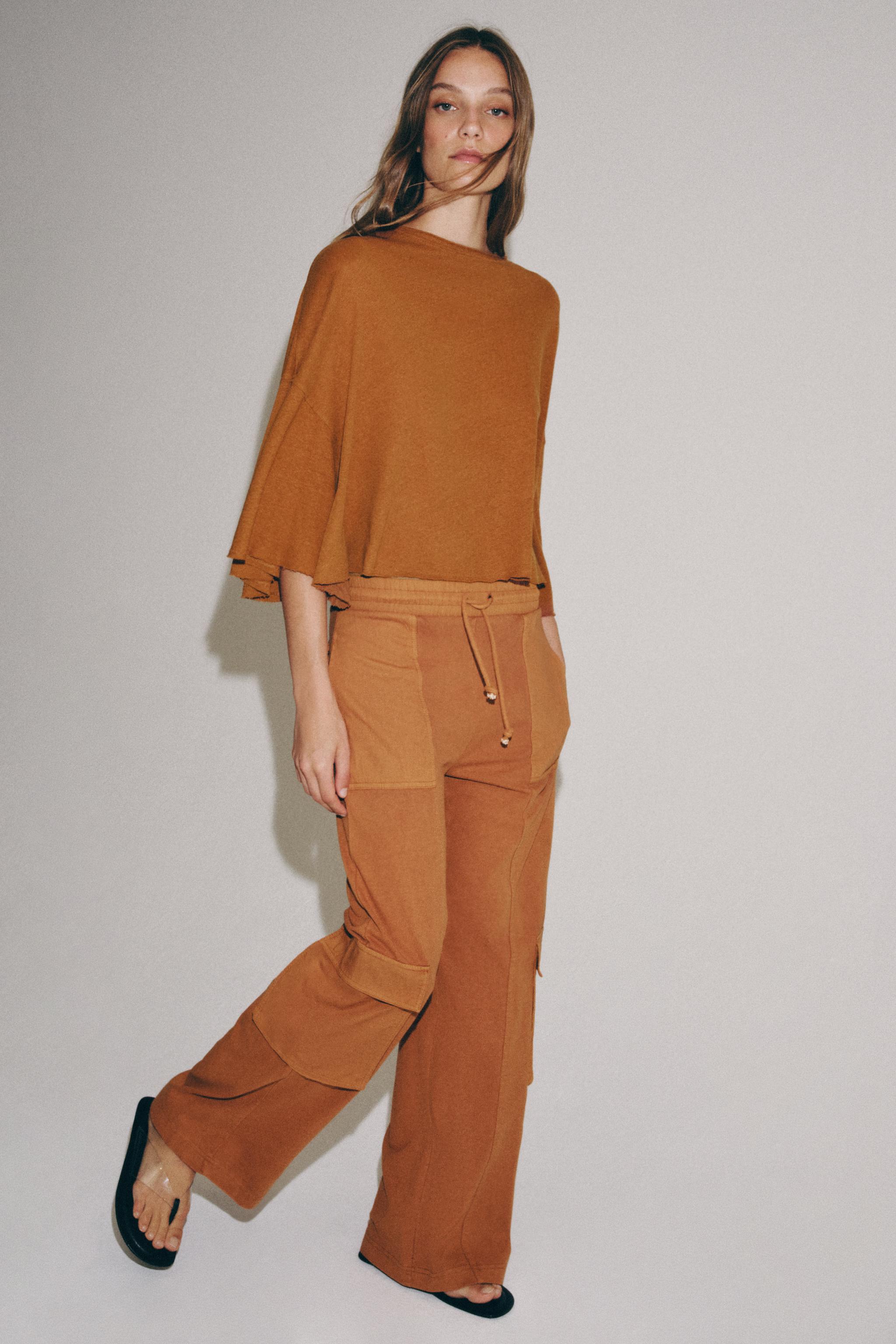 COTTON AND LINEN CAPE T-SHIRT