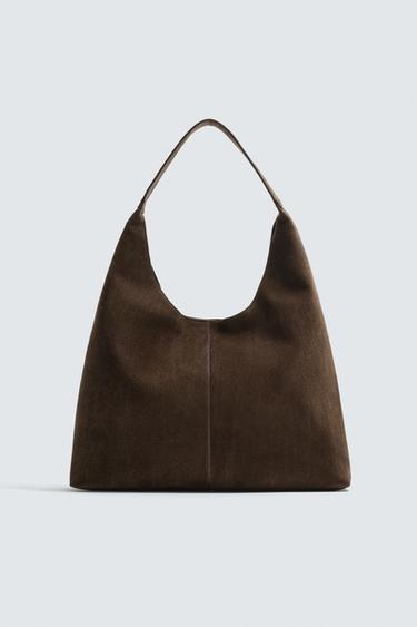 Zara 仿麂皮購物包 - 棕色 - 圖片 0