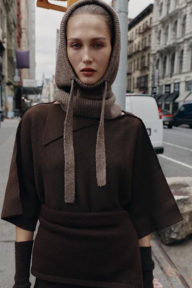 קפוצ'ון סריג ריב - אפור־חום של Zara - תמונה 0