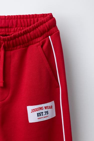 PANTALON MOLLETON JOGGING ÉTIQUETTE - Rouge de Zara - Image 2