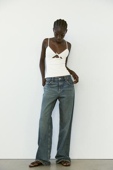 TOP ÉLASTIQUE CUT OUT LACETS - Blanc de Zara - Image 0