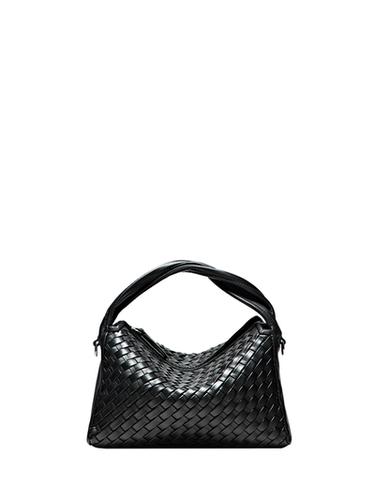 Zara Medium woven nappa leather bag - Black