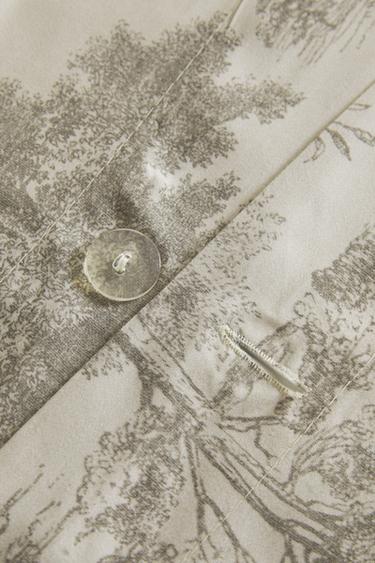 TOILE DE JOUY SATEEN DUVET COVER - Light grey by Zara