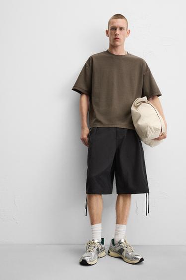 HEAVYWEIGHT TEXTURED T-SHIRT - Brown by Zara - Image 4