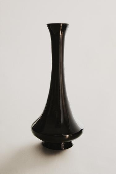 ELONGATED GLOSS VASE - Black by Zara