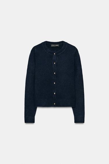 CHAQUETA PUNTO BOTÓN DORADO - Marino de Zara