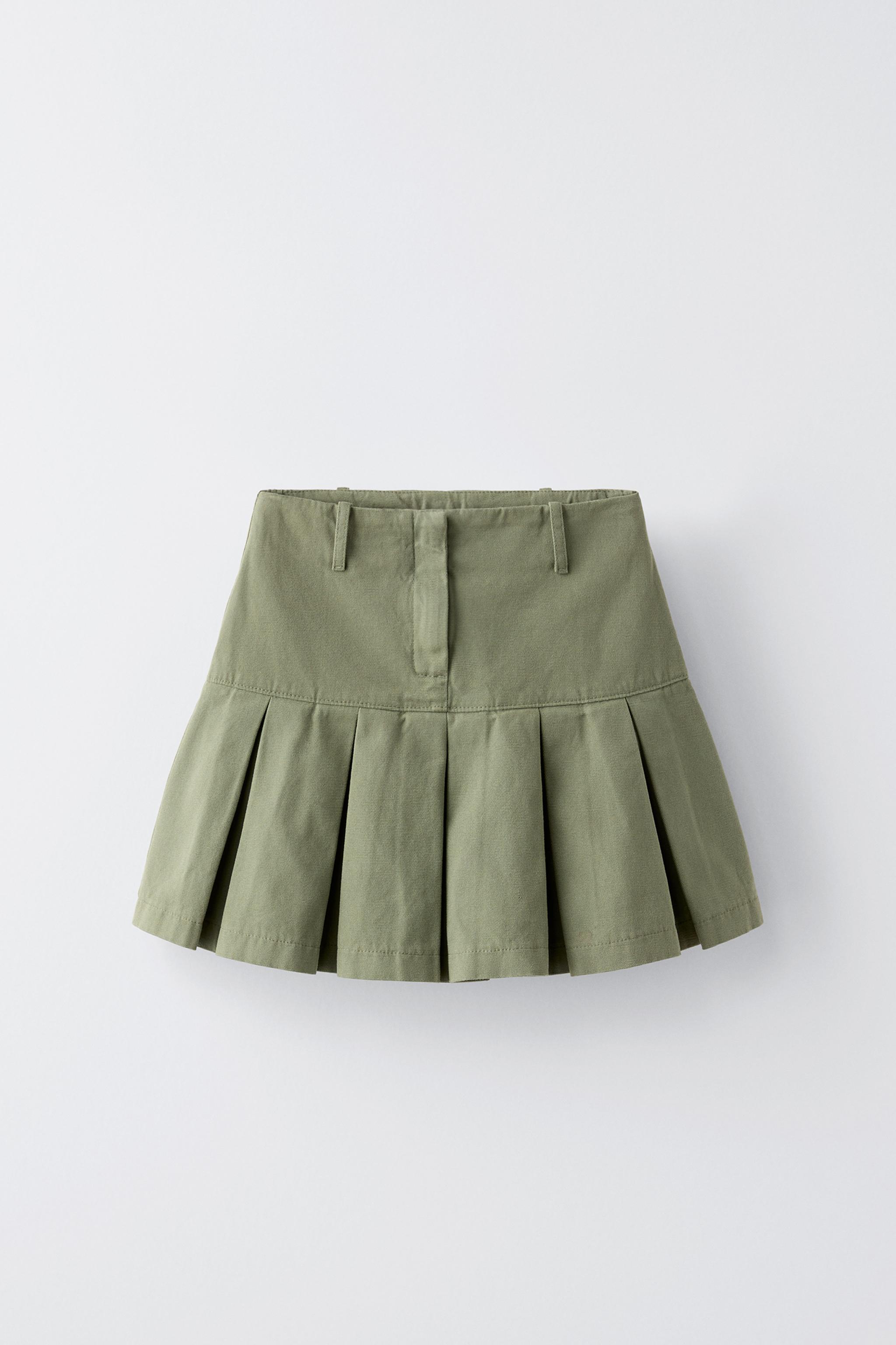 BOX PLEAT SKIRT Khaki ZARA United Kingdom