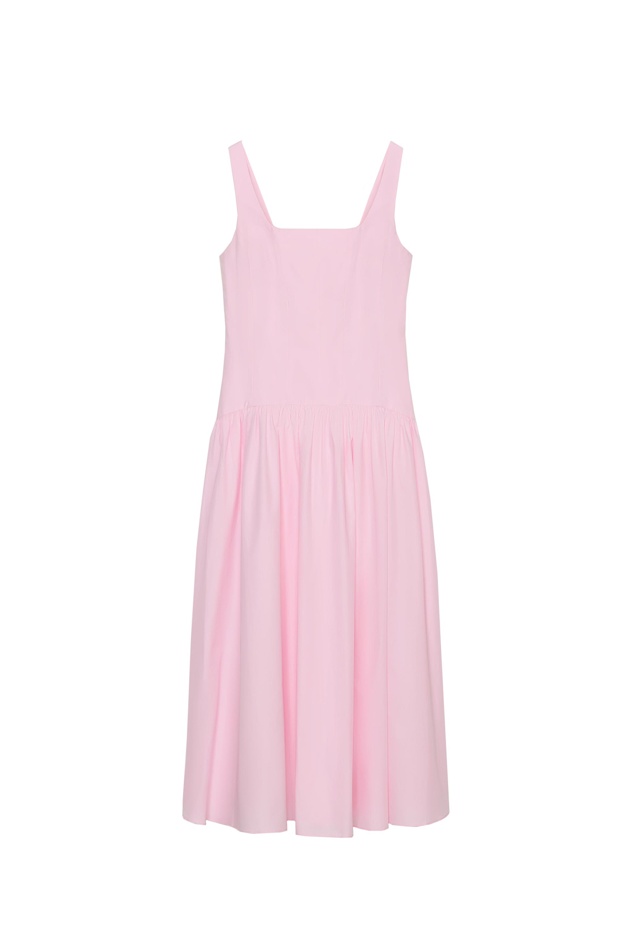 strapless open back dress Candy Pink Ruffle Detail Tie Back Poplin Dress – Aquarius Brand