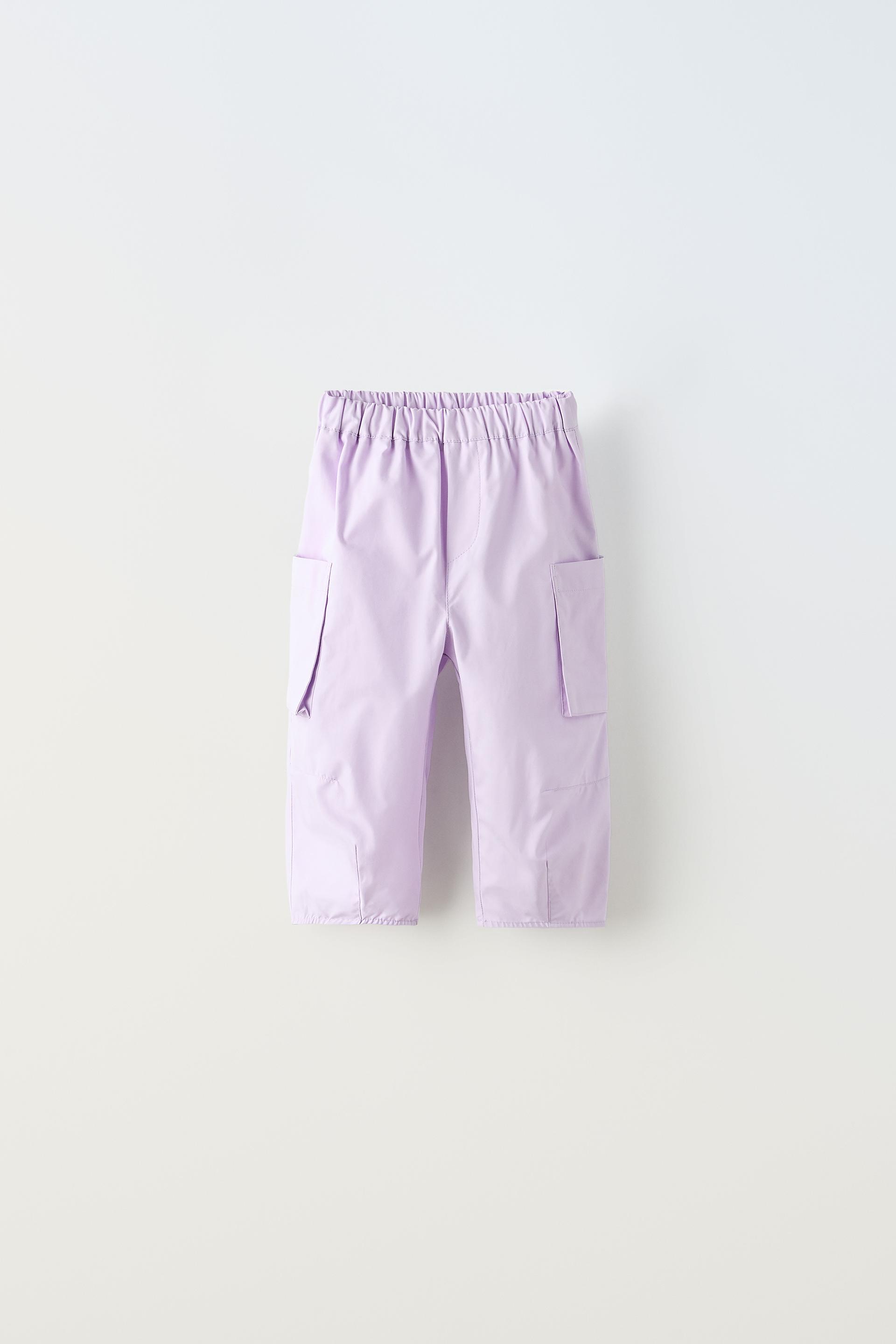 EMBROIDERED POPLIN POCKET PANTS Mauve ZARA United States