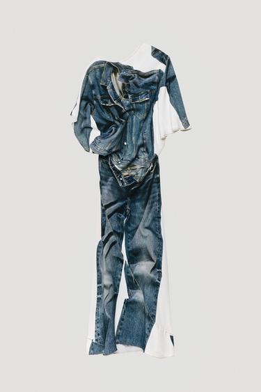 LIMITED EDITION DENIM PRINT DRESS - Blue/White by Zara