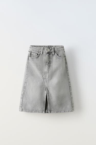 ДЖИНСОВАЯ ЮБКА МИДИ — СЕРЫЙ от Zara — изображение 0