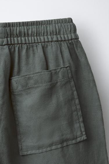 LOOSE-FITTING LINEN BLEND BERMUDA SHORTS - Navy blue by Zara - Image 3