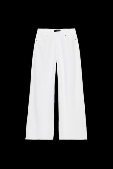 Zara Z1975 LOOSE WIDE LEG MID-RISE JEANS - White