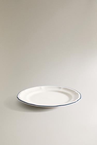 DESSERT PLATE WITH GREEN RIM - Blue by Zara - Image 1