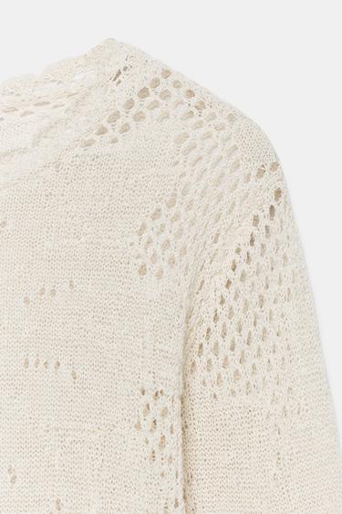 PULL EN MAILLE POINTELLE - Sable de Zara - Image 6