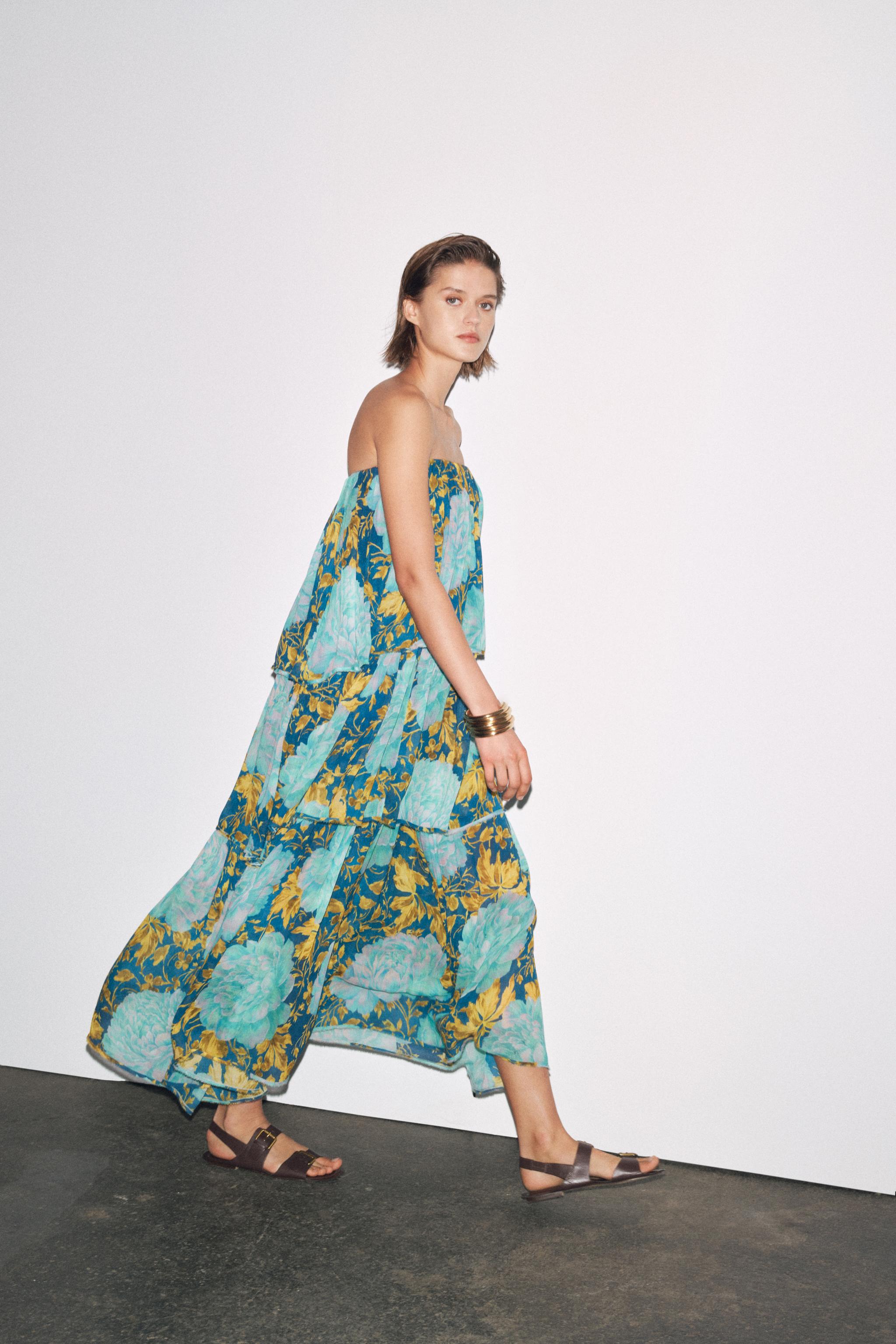 ZW COLLECTION ストラップレスワンピース - ブルー | ZARA Japan