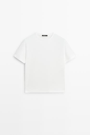 Zara 100% cotton short sleeve T-shirt - Oyster-white - Image 0