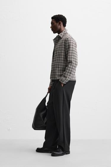 SURCHEMISE À CARREAUX TEXTURÉE - Marron / Écru de Zara - Image 3