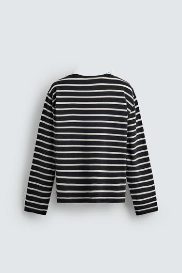 T-SHIRT JACQUARD RAYURES AARON LEVINE X ZARA - Bleu / Blanc de Zara - Image 7