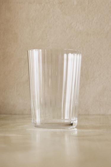 GLASS TUMBLER WITH LINES -  by Zara