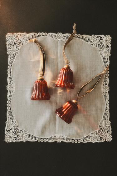 PACK OF BELL CHRISTMAS TREE DECORATIONS (PACK OF 3) - Red by Zara - Image 4