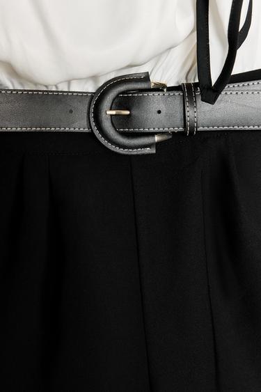 CONTRAST BELTED SHORTS JUMPSUIT - Black / White by Zara - Image 7