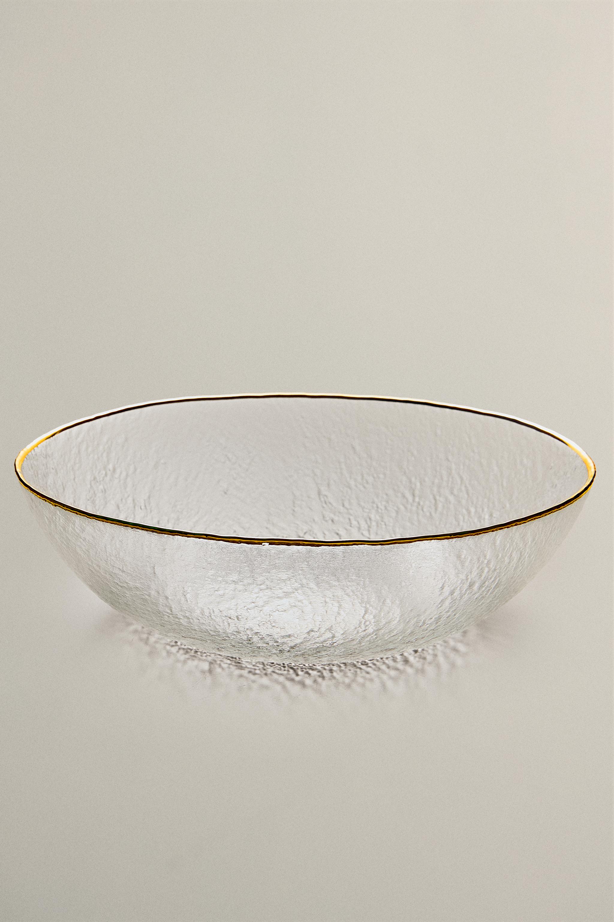 SALADIER EN VERRE RELIEF BORD DORÉ