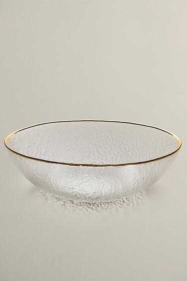 Zara RAISED GLASS SALAD BOWL WITH A GOLD RIM - 990