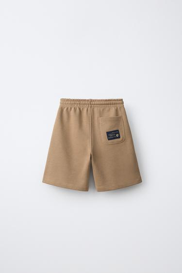 VARSITY JOGGING BERMUDA SHORTS — taupe brown 2