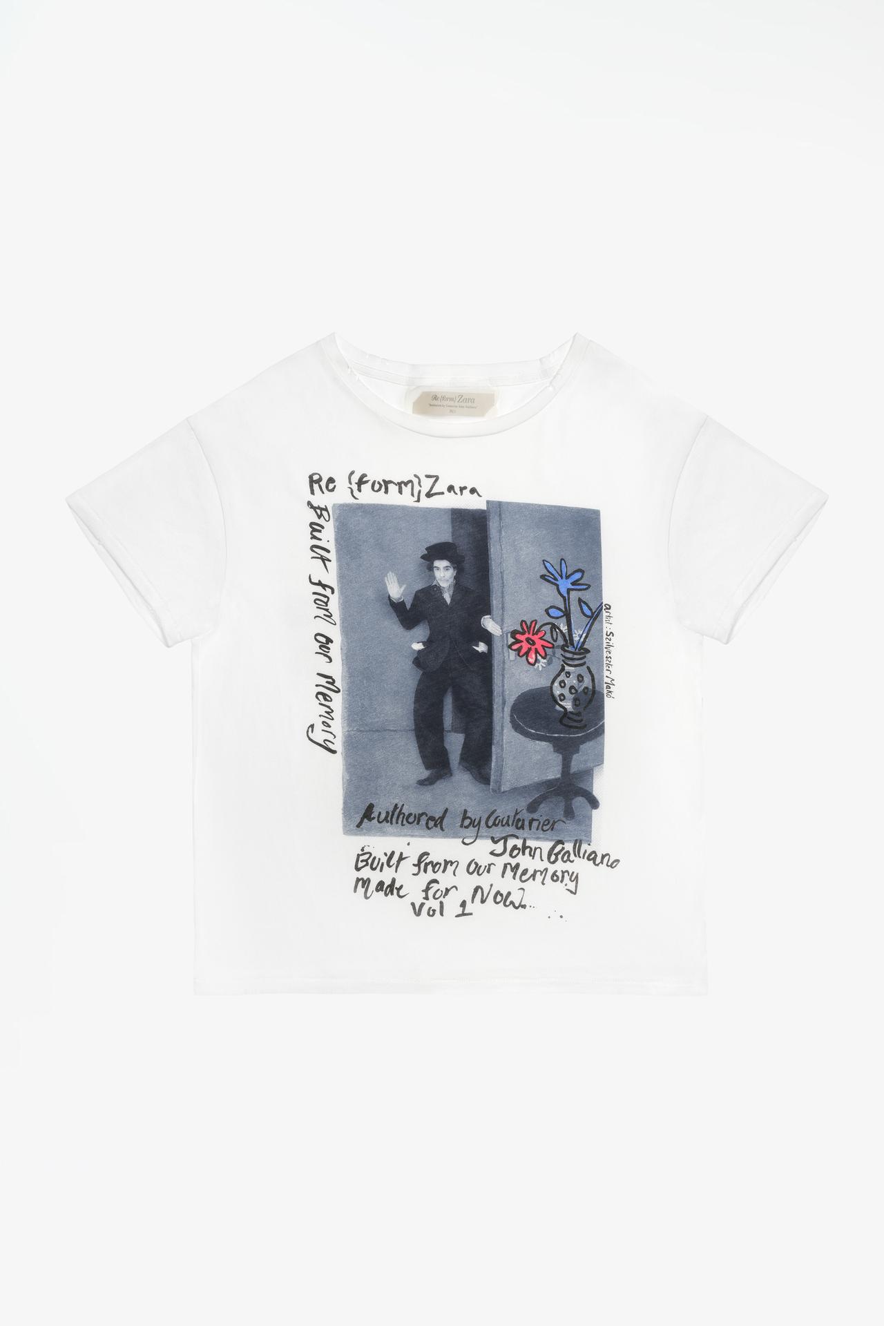LIMITED EDITION GRAPHIC CROPPED T-SHIRT — White / Gray