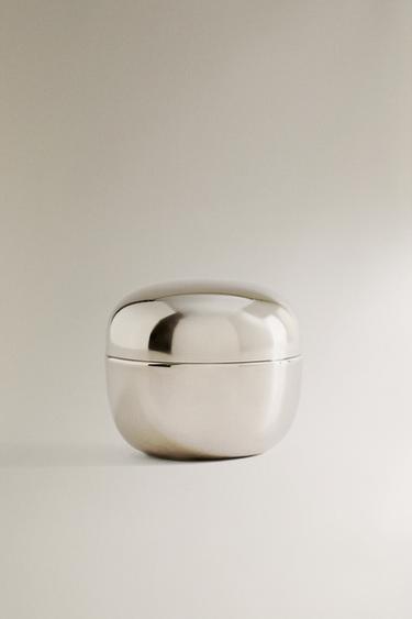 Zara LARGE ROUND METAL BOX - Silver - Image 0