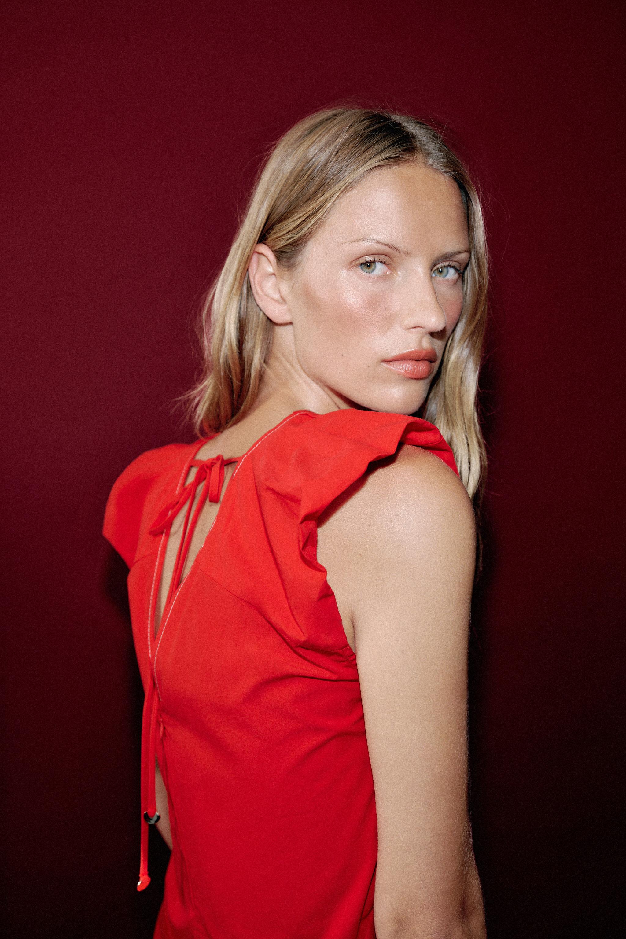 CONTRAST STITCH POPLIN TOP