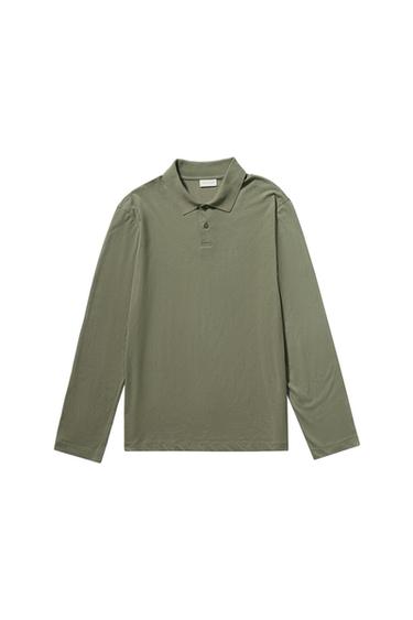 POLO EN COTON LÉGER - vert kaki-moyen de Zara