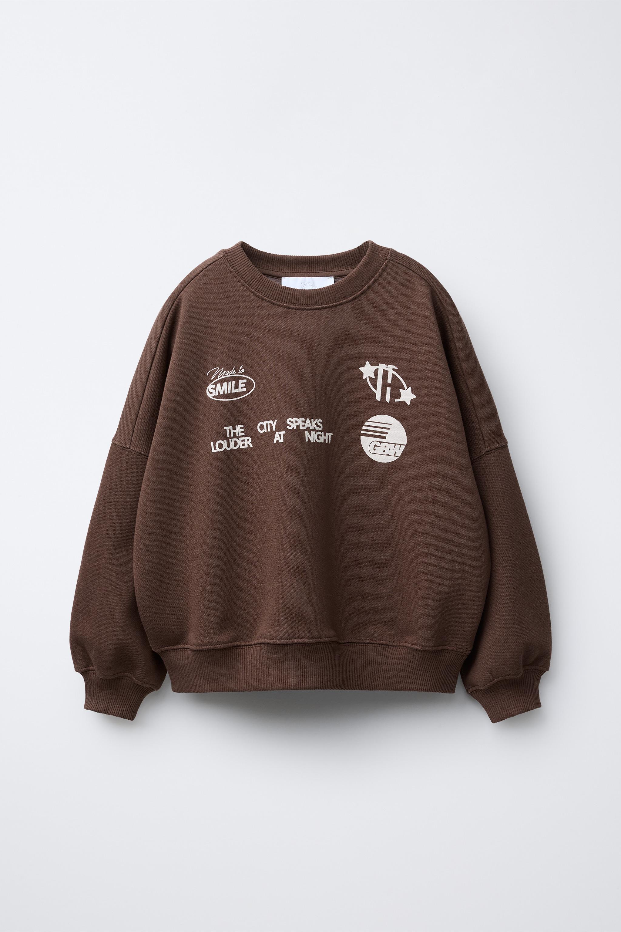 sara PATCH PRINT SWEATSHIRT - Brown | ZARA Canada