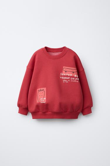 SKATE PRINT SWEATSHIRT - Reddish by Zara