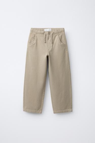 PANTALON SOFT À SURPIQÛRES - Beige de Zara - Image 0