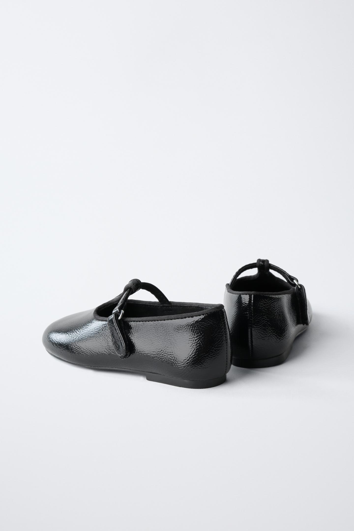 Детские балетки Zara Patent Buckle Ballet Flats, цвет: Чёрный — фото 5