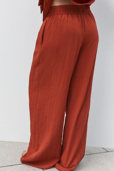 RUSTIC WIDE-LEG TROUSERS - Terracotta by Zara - Image 4