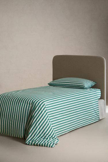 CHILDREN'S STRIPED FITTED SHEET - Green by Zara - Image 1