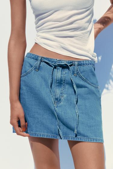 Zara TRF DENIM MINI SKIRT - Blue