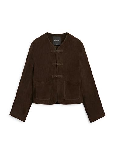 Veste courte en cuir effet daim - Marron de Zara