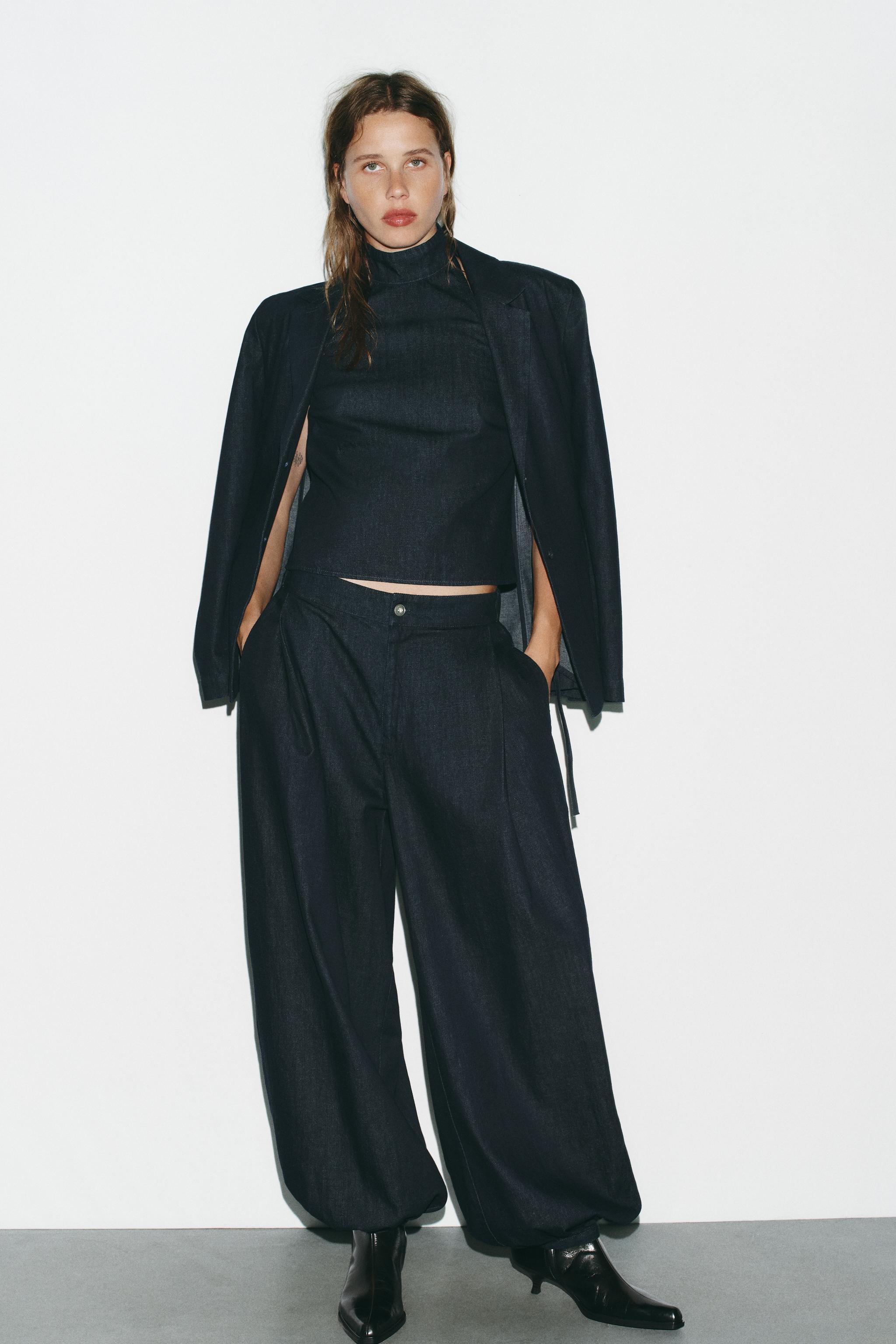 バンプドデニムパンツ TRF - ダークインディゴブルー | ZARA